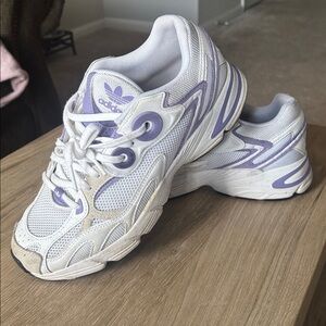 Adidas Women's White and Lavender Sneakers